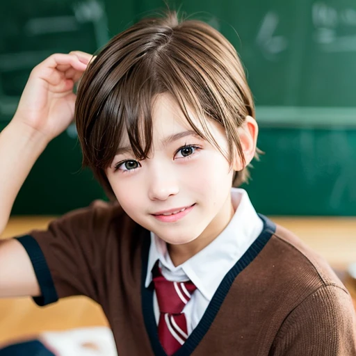 [Stable Diffusion] ショートヘア 笑う 制服・学生服 美少年 少年 [リアル・写真・実写]