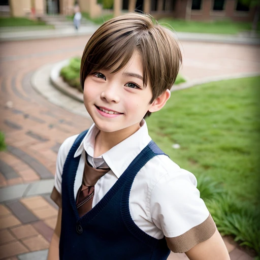 [Stable Diffusion] ショートヘア 笑う 制服・学生服 美少年 少年 [リアル・写真・実写]