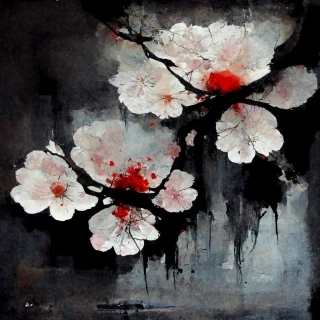桜, 日本人, ホラー, 抽象画