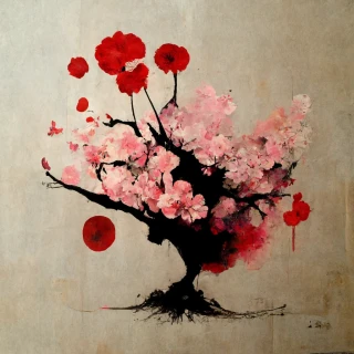 桜, 日本人, 抽象画