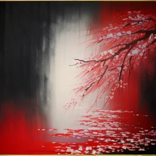 油絵, 桜, 日本人, 抽象画, 悲しい, 哀愁