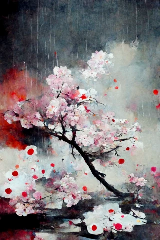 桜, 日本人, 狂気, 抽象画, 雨