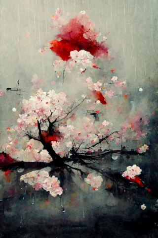 桜, 日本人, 狂気, 抽象画, 雨