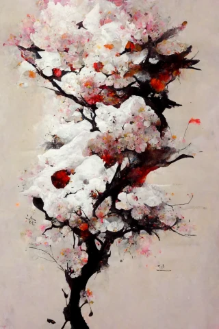 桜, 日本人, 狂気, 抽象画, 雪