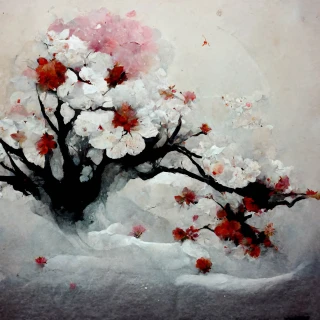 桜, 日本人, ホラー, 抽象画, 雪