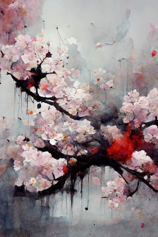 桜, 日本人, 狂気, 抽象画, 雨