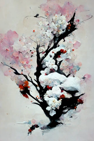 桜, 日本人, 狂気, 抽象画, 雪
